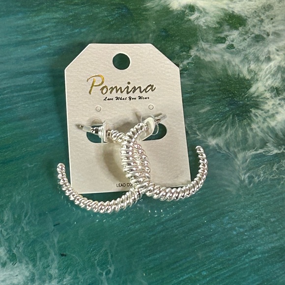 Pomina Silver Twisted Hoop Earrings - Picture 1 of 1